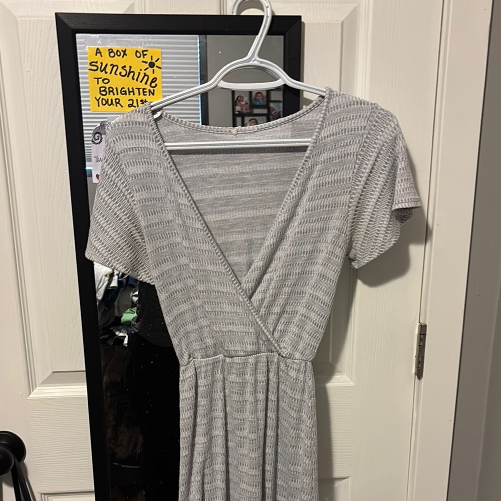 Gray Knit Wrap Dress